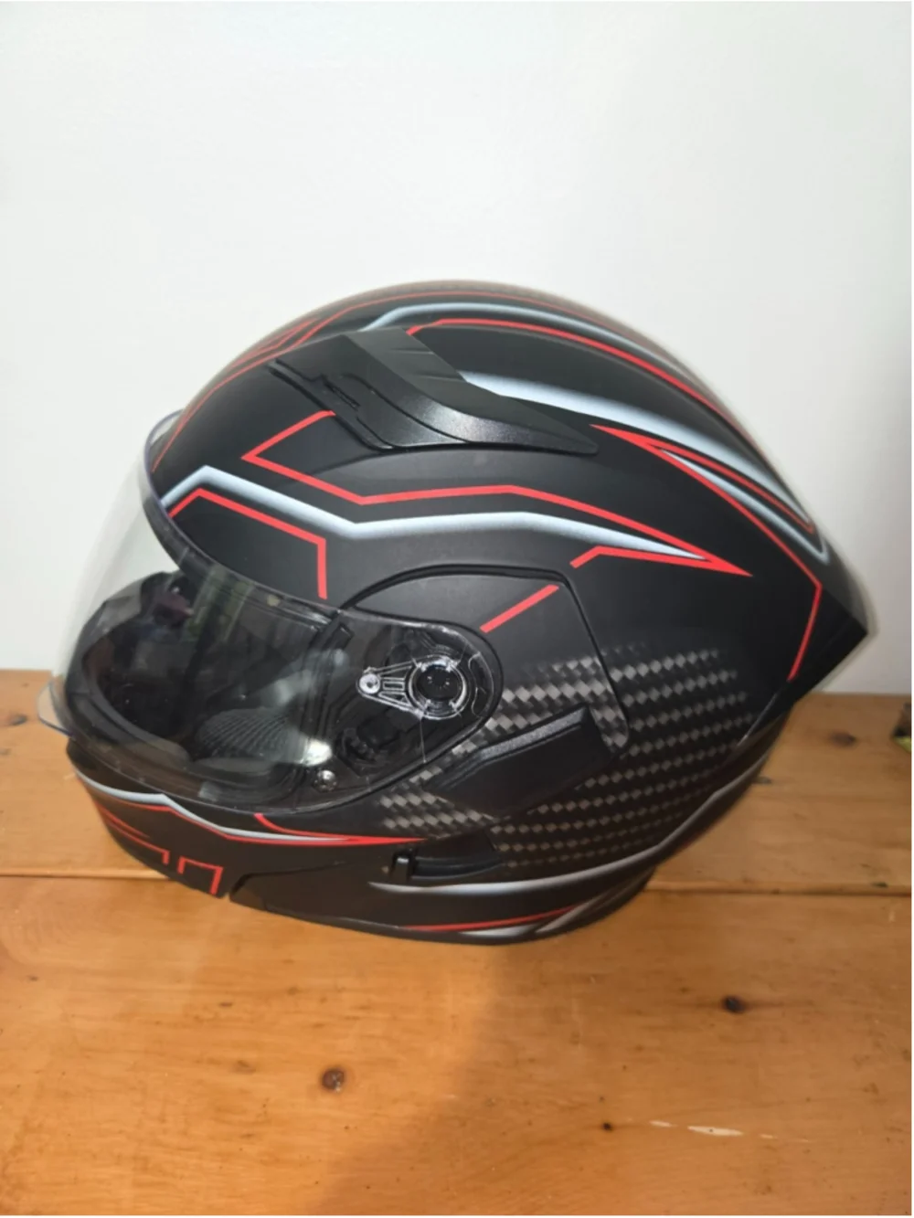ILM Full Face Motorcycle Helmet DOT Certified Black Red Adult Size Large 59-60cm